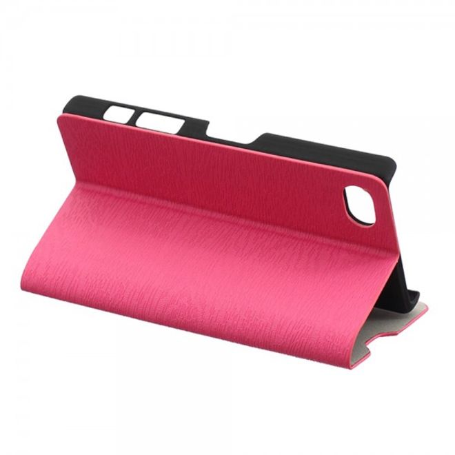 Sony Xperia Z5 Compact Leder Case mit Holzmuster - rosa