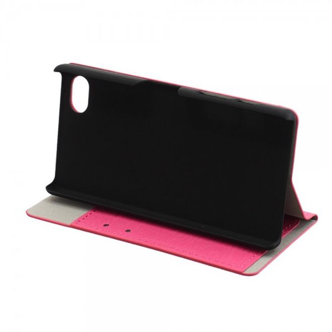 Sony Xperia Z5 Compact Leder Case mit Holzmuster - rosa