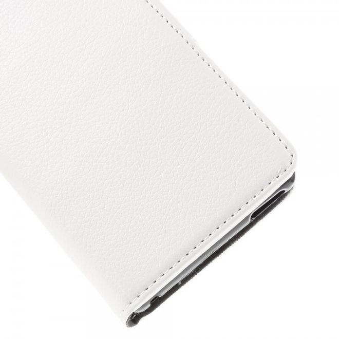 Sony Xperia M4 Aqua Schickes Leder Case mit Litchitextur und Standfunktion - weiss