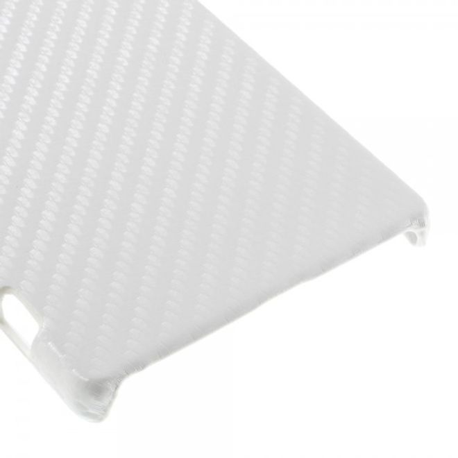 Sony Xperia Z5/Z5 Dual Hart Plastik Case mit lederartiger Oberfläche und Karbonmuster - weiss