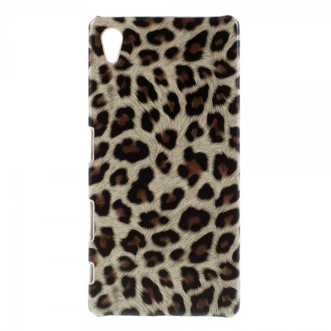 Sony Xperia Z5/Z5 Dual Hart Plastik Case mit lederartiger Oberfläche und Leopardmuster - braun