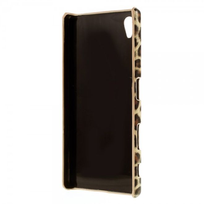 Sony Xperia Z5/Z5 Dual Hart Plastik Case mit lederartiger Oberfläche und Leopardmuster - braun