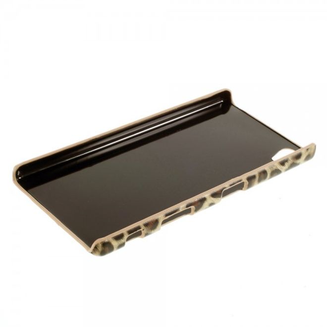 Sony Xperia Z5/Z5 Dual Hart Plastik Case mit lederartiger Oberfläche und Leopardmuster - braun