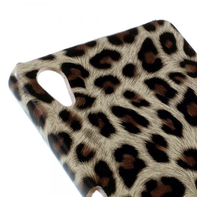 Sony Xperia Z5/Z5 Dual Hart Plastik Case mit lederartiger Oberfläche und Leopardmuster - braun