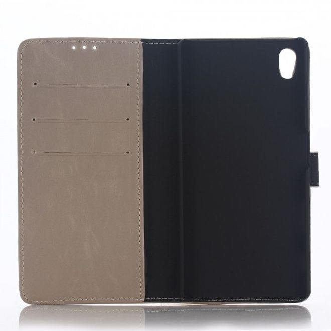 Sony Xperia Z5 Premium/Dual Retro Crazy Horse Leder Case - grau
