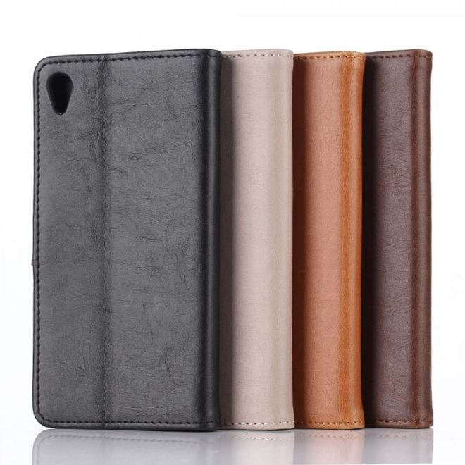Sony Xperia Z5 Premium/Dual Retro Crazy Horse Leder Case - grau