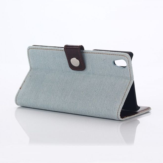 Sony Xperia Z5 Premium/Dual Leder Case im Jeans Look - hellblau