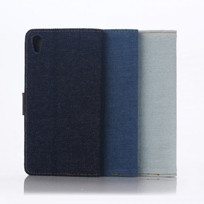 Sony Xperia Z5 Premium/Dual Leder Case im Jeans Look - hellblau