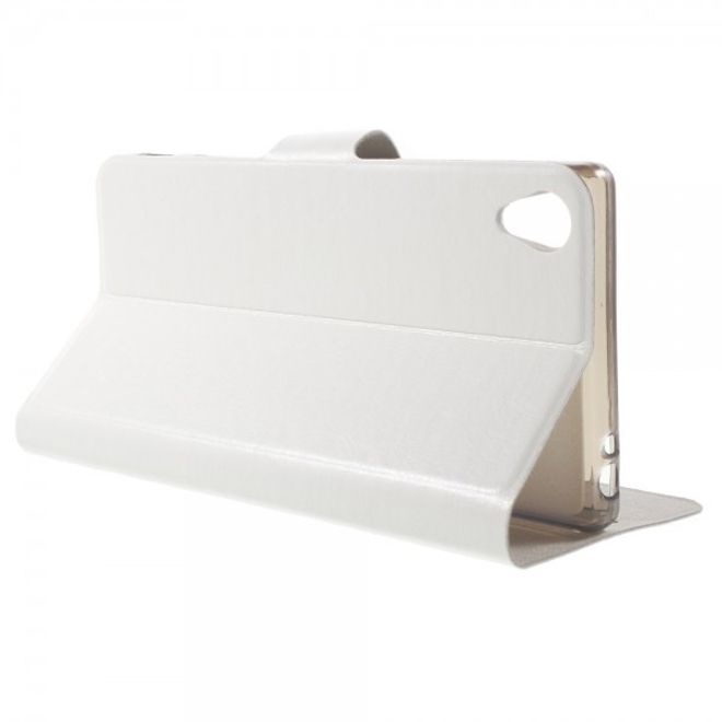 Sony Xperia Z5 Premium/Dual Crazy Horse Leder Case mit Kreditkartenslots - weiss