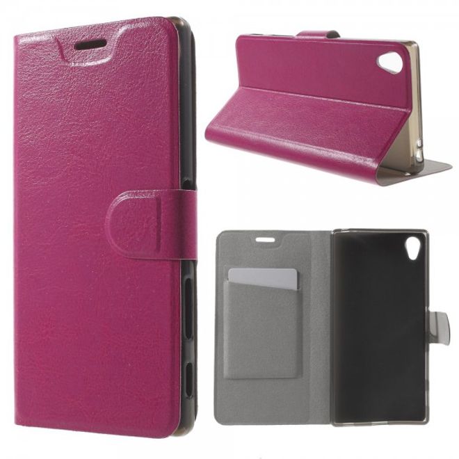 Sony Xperia Z5 Premium/Dual Crazy Horse Leder Case mit Kreditkartenslots - rosa