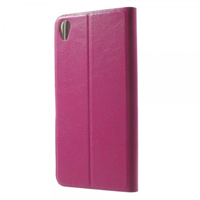 Sony Xperia Z5 Premium/Dual Crazy Horse Leder Case mit Kreditkartenslots - rosa
