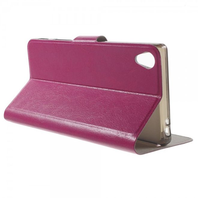 Sony Xperia Z5 Premium/Dual Crazy Horse Leder Case mit Kreditkartenslots - rosa