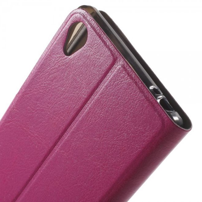 Sony Xperia Z5 Premium/Dual Crazy Horse Leder Case mit Kreditkartenslots - rosa