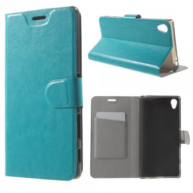 Sony Xperia Z5 Premium/Dual Crazy Horse Leder Case mit Kreditkartenslots - blau