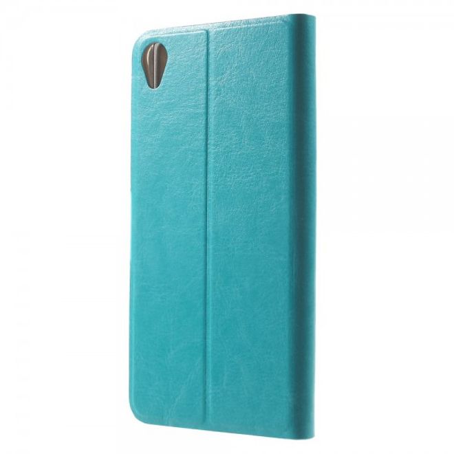Sony Xperia Z5 Premium/Dual Crazy Horse Leder Case mit Kreditkartenslots - blau