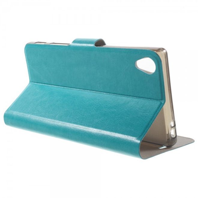 Sony Xperia Z5 Premium/Dual Crazy Horse Leder Case mit Kreditkartenslots - blau