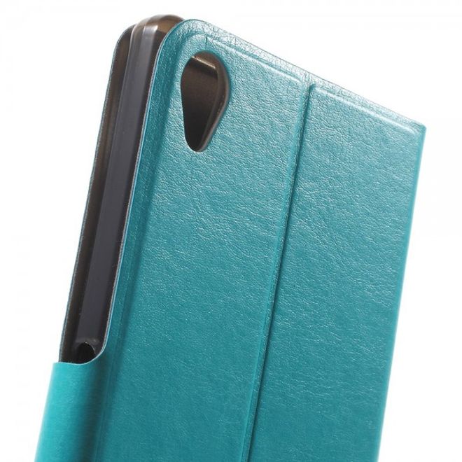 Sony Xperia Z5 Premium/Dual Crazy Horse Leder Case mit Kreditkartenslots - blau