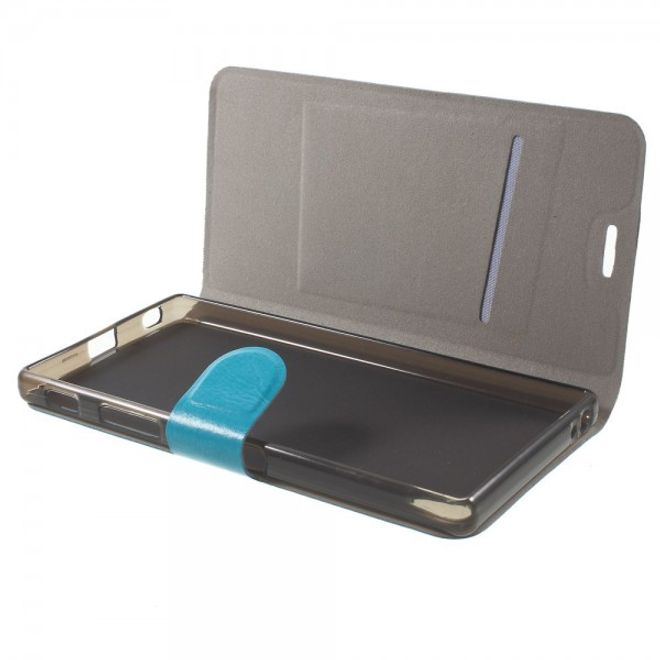 Sony Xperia Z5 Premium/Dual Crazy Horse Leder Case mit Kreditkartenslots - blau