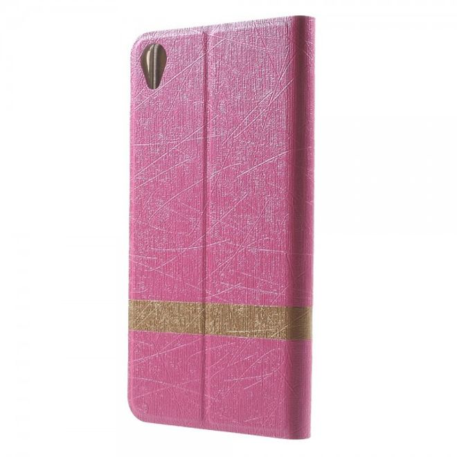 Sony Xperia Z5 Premium/Dual Leder Case mit Linienmuster und Standfunktion - rosa