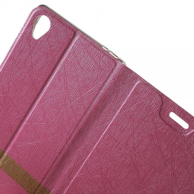 Sony Xperia Z5 Premium/Dual Leder Case mit Linienmuster und Standfunktion - rosa