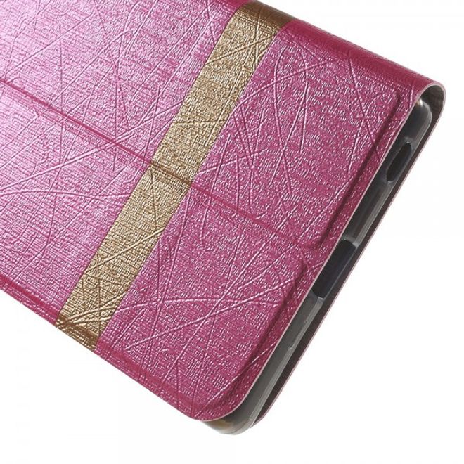 Sony Xperia Z5 Premium/Dual Leder Case mit Linienmuster und Standfunktion - rosa