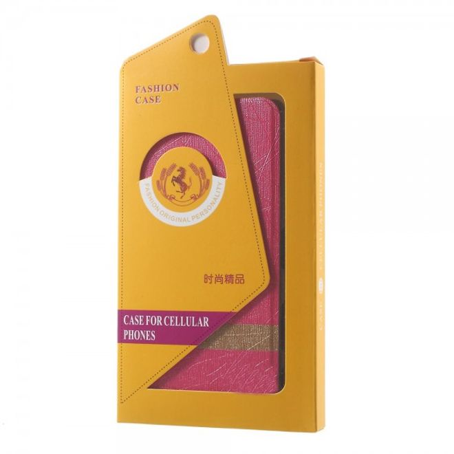 Sony Xperia Z5 Premium/Dual Leder Case mit Linienmuster und Standfunktion - rosa