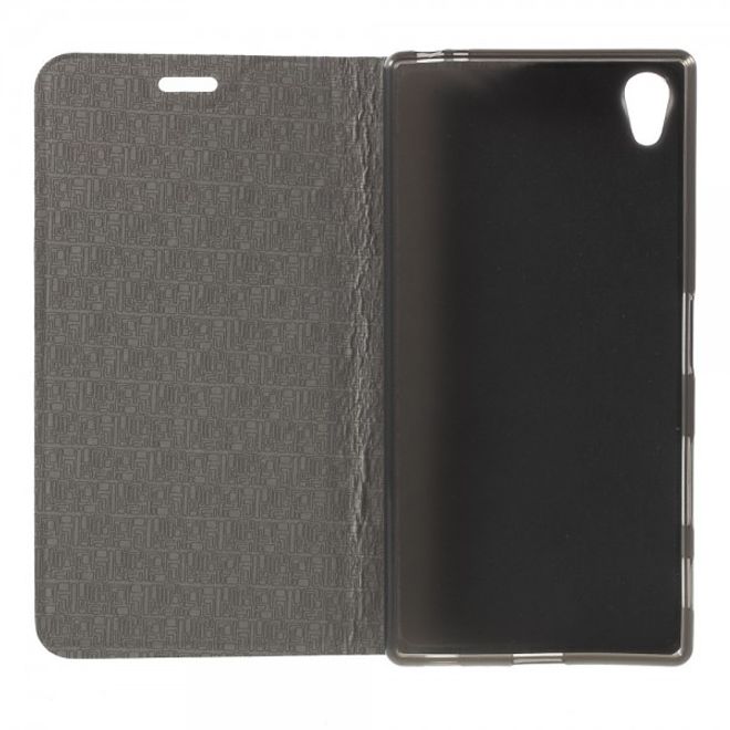 Sony Xperia Z5 Premium/Dual Leder Case mit Linienmuster und Standfunktion - gold
