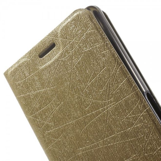 Sony Xperia Z5 Premium/Dual Leder Case mit Linienmuster und Standfunktion - gold