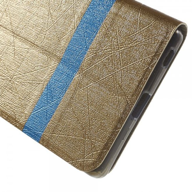 Sony Xperia Z5 Premium/Dual Leder Case mit Linienmuster und Standfunktion - gold