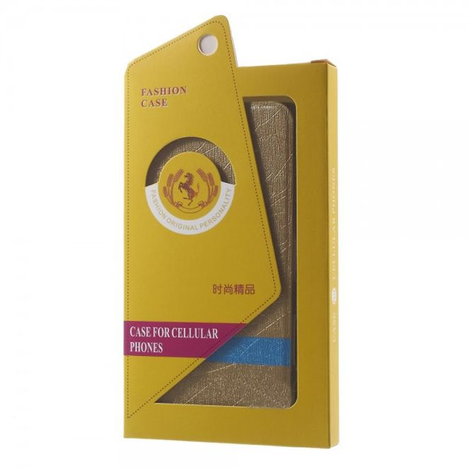 Sony Xperia Z5 Premium/Dual Leder Case mit Linienmuster und Standfunktion - gold