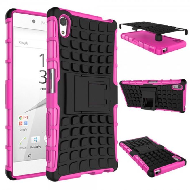 Sony Xperia Z5/Z5 Dual Robustes Plastik Case mit Kickstand - rosa