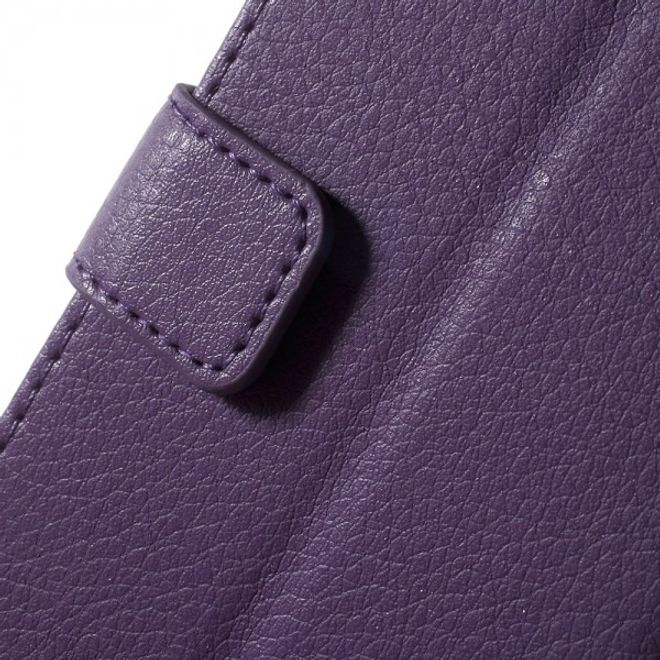 Sony Xperia Z5 Compact Schickes Leder Case mit Litchitextur und Standfunktion - purpur