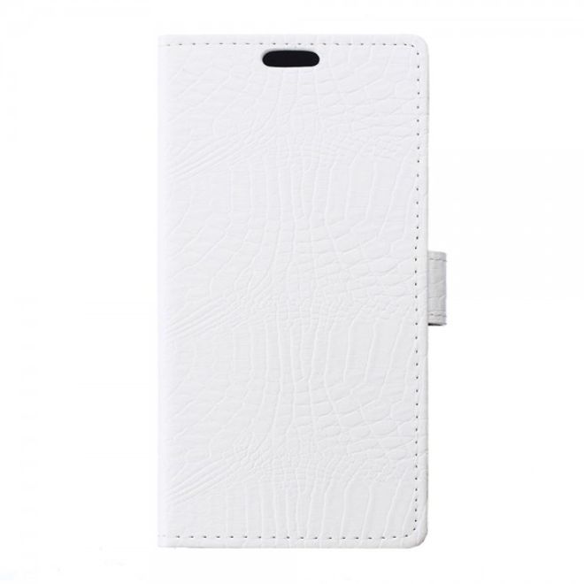 Sony Xperia Z5 Compact Leder Case mit Krokodiltextur und Standfunktion - weiss