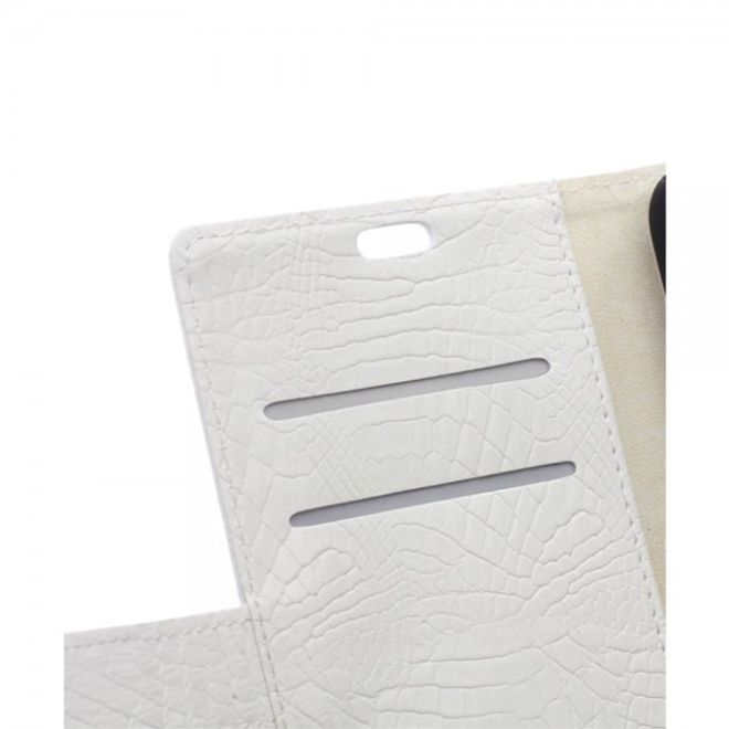Sony Xperia Z5 Compact Leder Case mit Krokodiltextur und Standfunktion - weiss