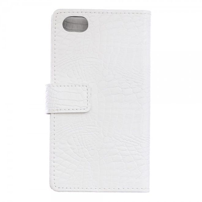 Sony Xperia Z5 Compact Leder Case mit Krokodiltextur und Standfunktion - weiss