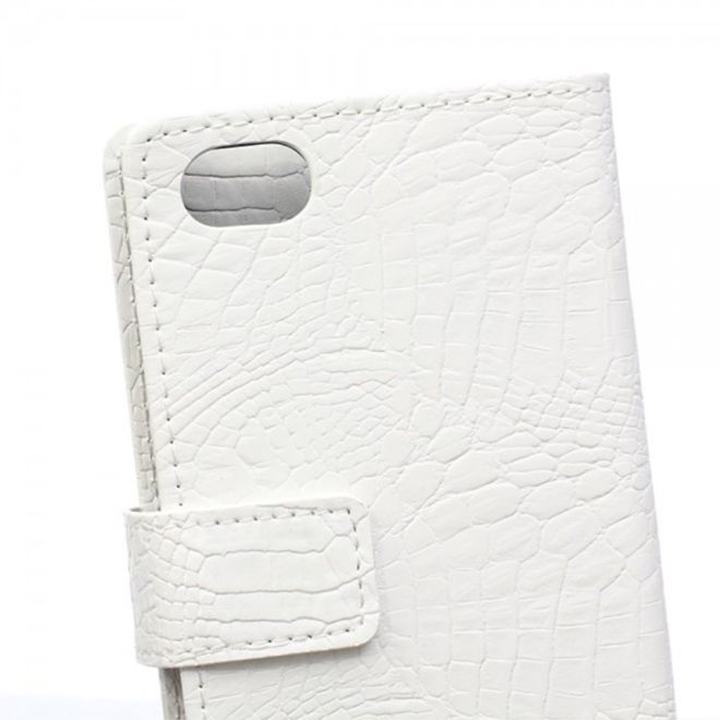 Sony Xperia Z5 Compact Leder Case mit Krokodiltextur und Standfunktion - weiss