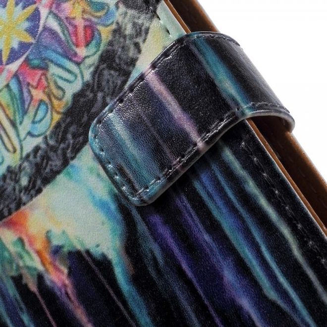 Sony Xperia Z5 Compact Schickes Leder Case mit farbigem Traumfänger