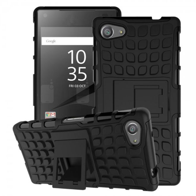 Sony Xperia Z5 Compact Robustes Plastik Case mit Kickstand - schwarz