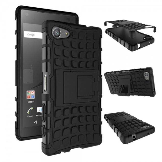 Sony Xperia Z5 Compact Robustes Plastik Case mit Kickstand - schwarz