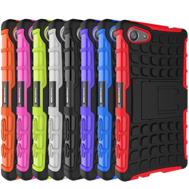 Sony Xperia Z5 Compact Robustes Plastik Case mit Kickstand - schwarz