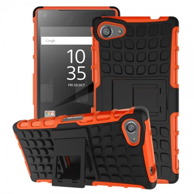 Sony Xperia Z5 Compact Robustes Plastik Case mit Kickstand - orange