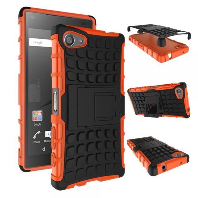Sony Xperia Z5 Compact Robustes Plastik Case mit Kickstand - orange