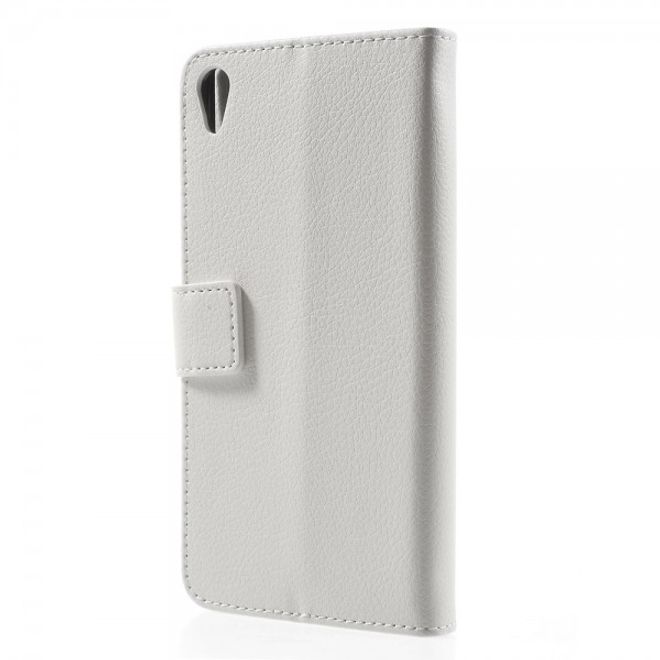 Sony Xperia Z5 Premium/Dual Schickes Leder Case mit Litchitextur und Standfunktion - weiss