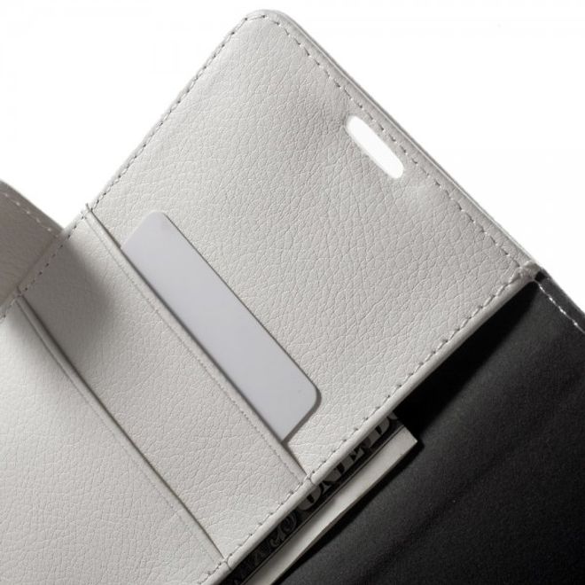 Sony Xperia Z5 Premium/Dual Schickes Leder Case mit Litchitextur und Standfunktion - weiss