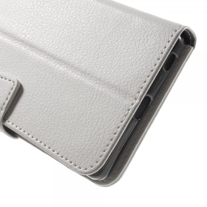 Sony Xperia Z5 Premium/Dual Schickes Leder Case mit Litchitextur und Standfunktion - weiss