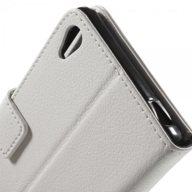 Sony Xperia Z5 Premium/Dual Schickes Leder Case mit Litchitextur und Standfunktion - weiss