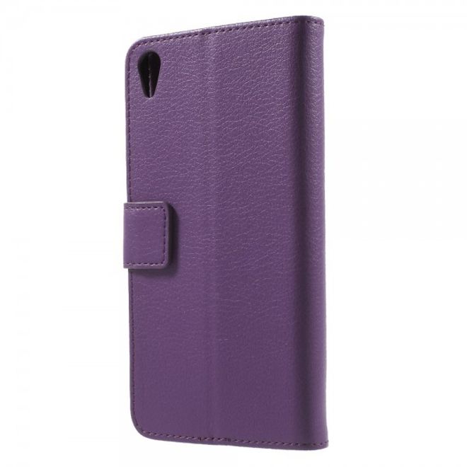 Sony Xperia Z5 Premium/Dual Schickes Leder Case mit Litchitextur und Standfunktion - purpur