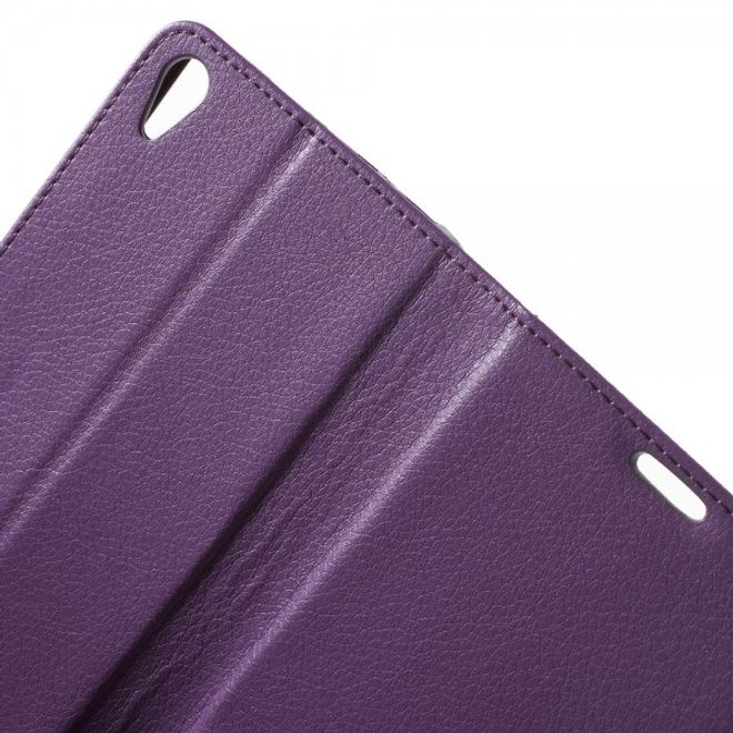 Sony Xperia Z5 Premium/Dual Schickes Leder Case mit Litchitextur und Standfunktion - purpur