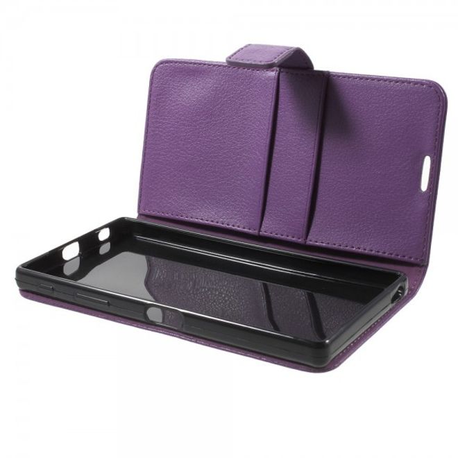 Sony Xperia Z5 Premium/Dual Schickes Leder Case mit Litchitextur und Standfunktion - purpur