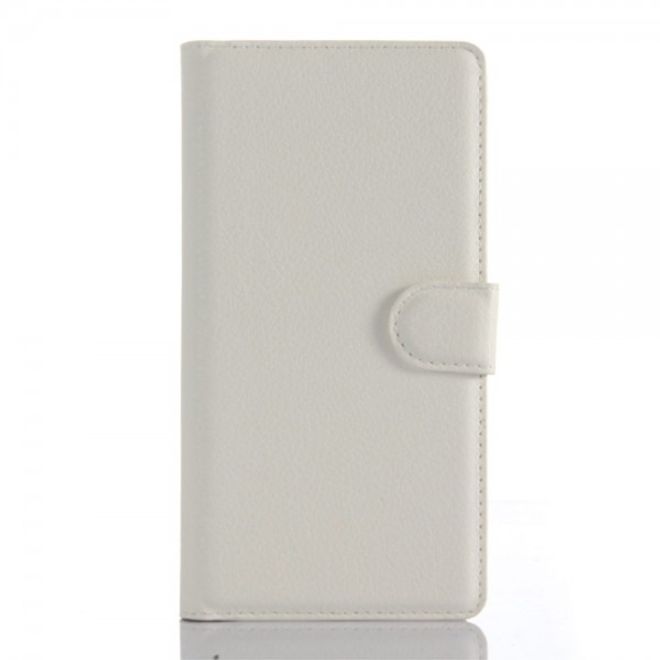 Sony Xperia Z5 Premium/Dual Trendiges Leder Case mit Litchitextur und Kreditkartenslots - weiss